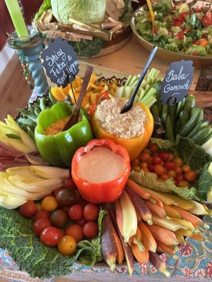 Fresh crudités and artfully presented dips