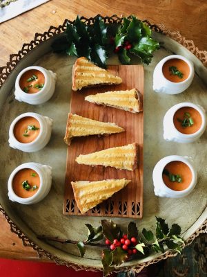 Tomato bisque & grilled cheese wedge